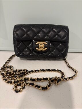 Chanel Extra Mini Classic Flap Black Lambskin Gold Hardware